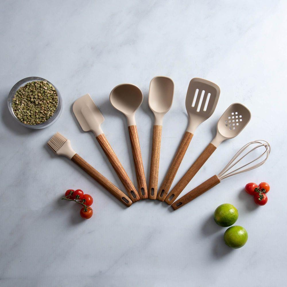 Colher Batedora de Silicone com Cabo de Madeira Spicy Bege - 4