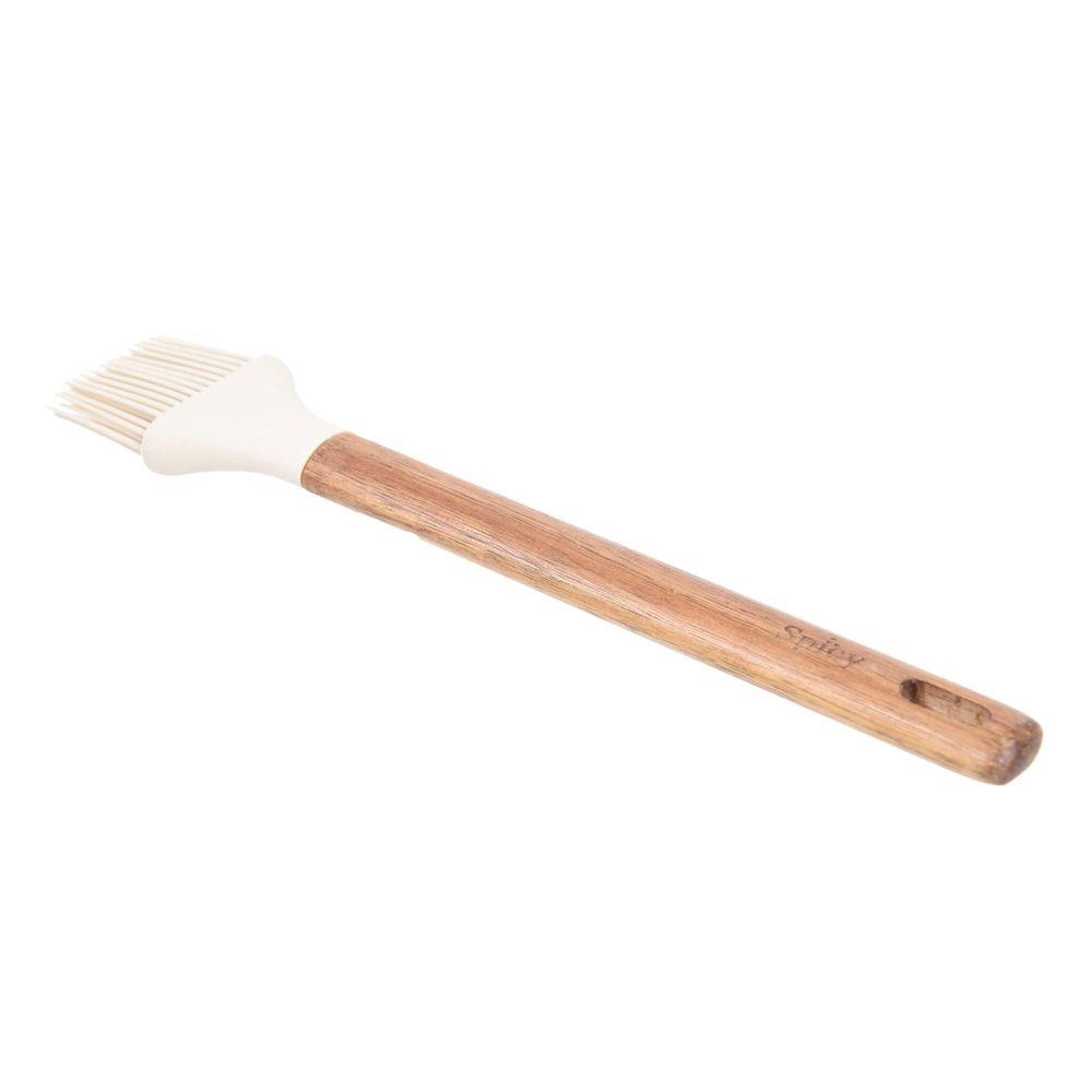 Pincel de Silicone com Cabo em Acácia Spicy Bege - 2