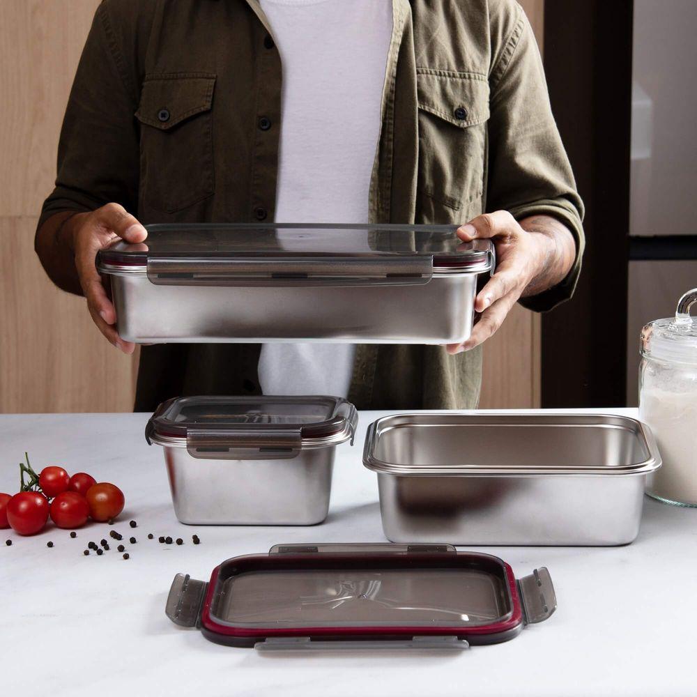 Pote Retangular em Aço Inox 1 Litro Kenya - 7