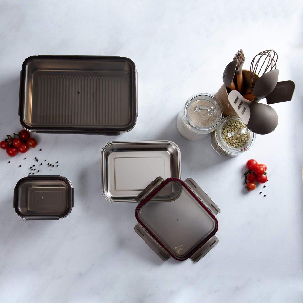 Pote Retangular em Aço Inox 1 Litro Kenya - 9