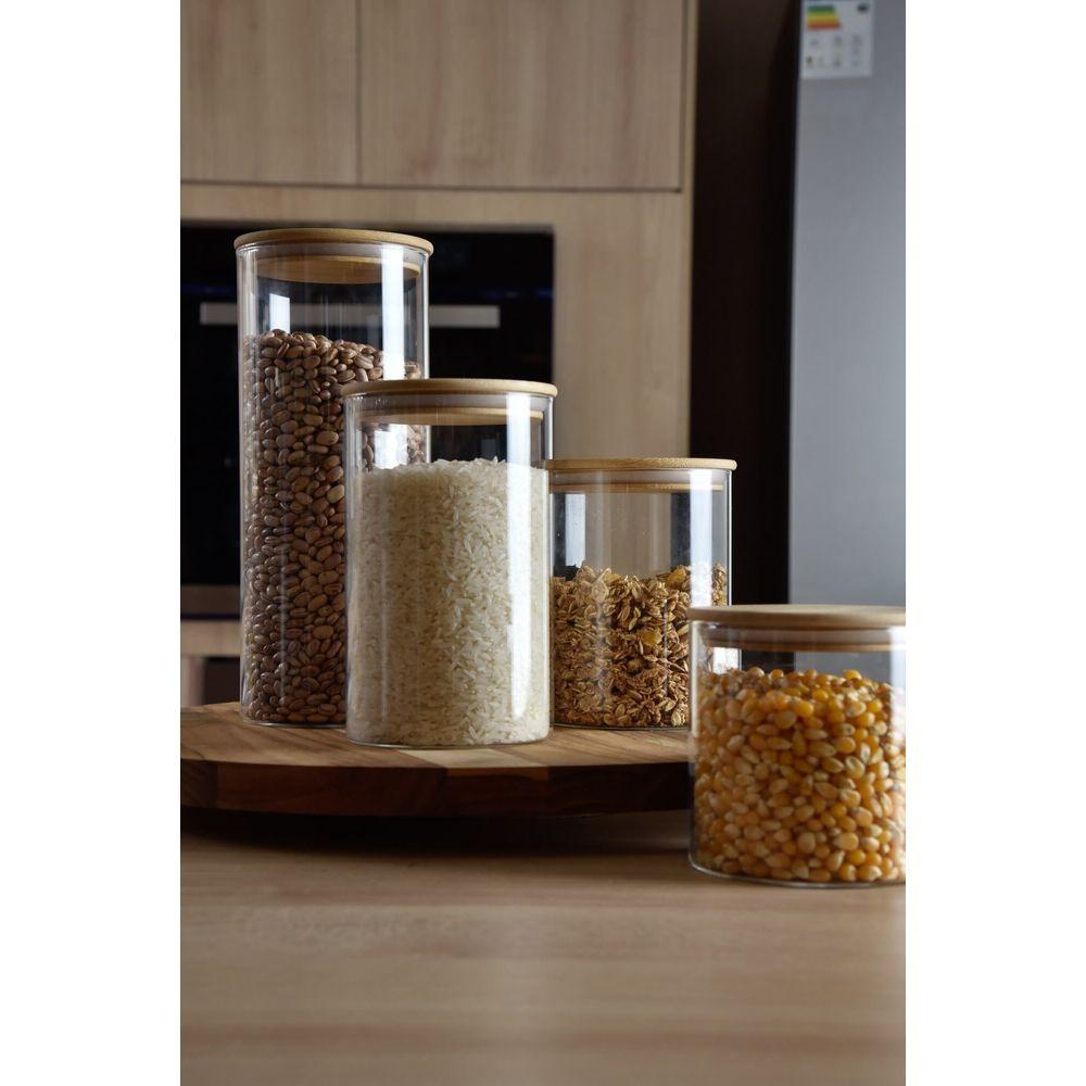 Pote Redondo Vidro com Tampa de Bambu 1 Litro Kenya - 5