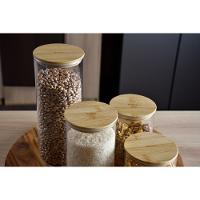 Pote Redondo em Vidro com Tampa em Bambu 800ml Kenya