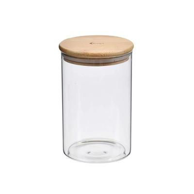 Pote Redondo de Vidro com Tampa de Bambu 1,5 Litros Kenya