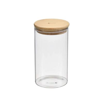 Pote Redondo de Vidro com Tampa em Bambu 600ml Kenya