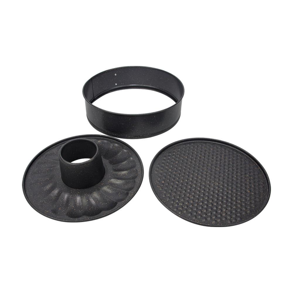 Forma para Bolo Redonda de Fundo Removível em Aço Carbono 24cm Essence Spicy Preta - 2