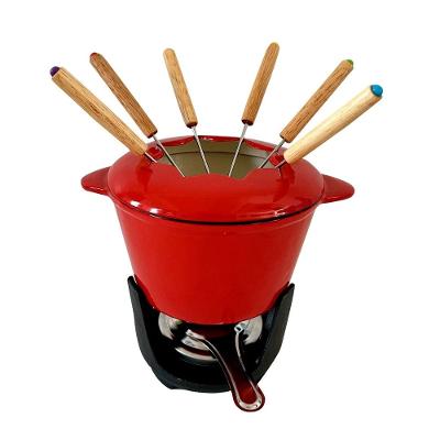 Fondue em Ferro Fundido 10 Peças 1,2L Vermelho