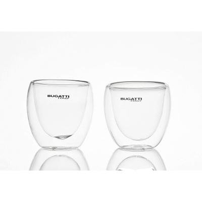 2 Copos Parede Dupla em Vidro 80ml Bugatti
