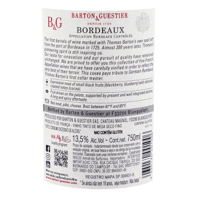Vinho Tinto Barton e Guestier French Appellations Bordeaux Rouge 750ml
