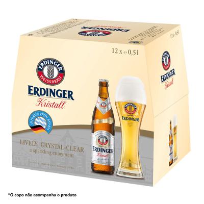 Kit Cerveja Erdinger Kristall 500ml - 12 Unidades
