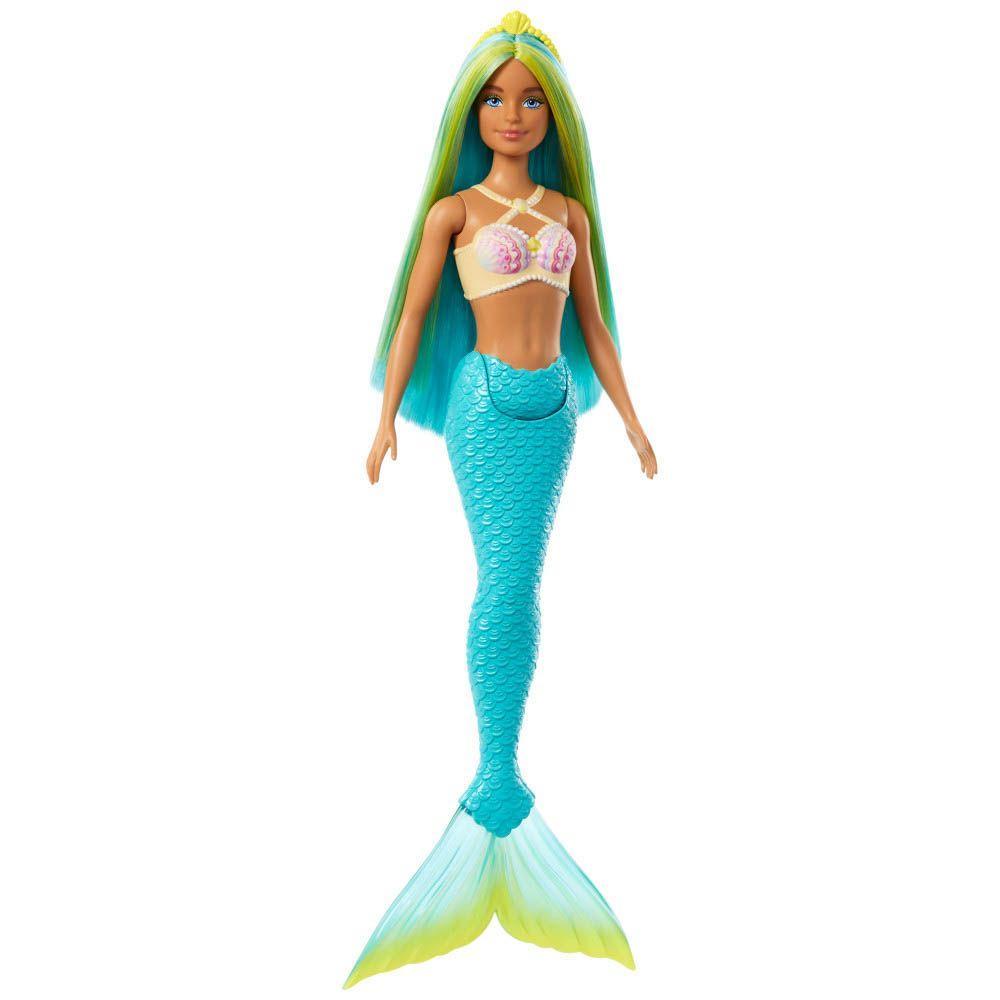 Barbie Fantasia Sereia com Cabelo Azul e Amarelo - Mattel - 8