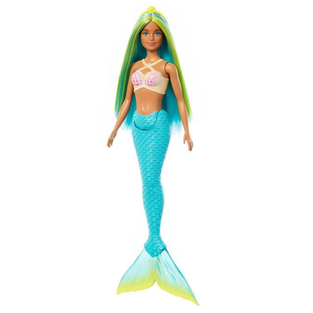 Barbie Fantasia Sereia com Cabelo Azul e Amarelo - Mattel - 9