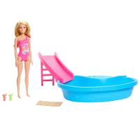 Barbie Piscina com Boneca Maiô Rosa - Mattel - 2