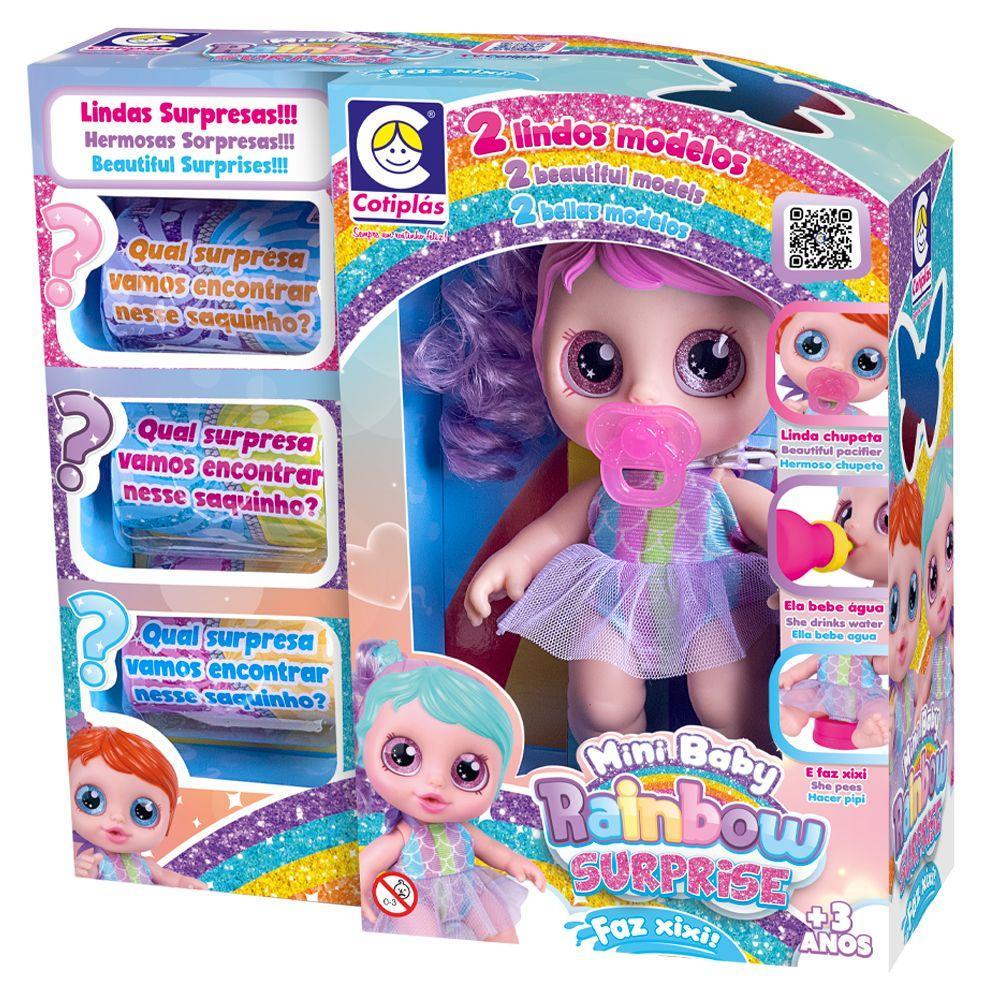 Mini Rainbow Surprise Faz Xixi Com Mechas Lilás - Cotiplás - 1