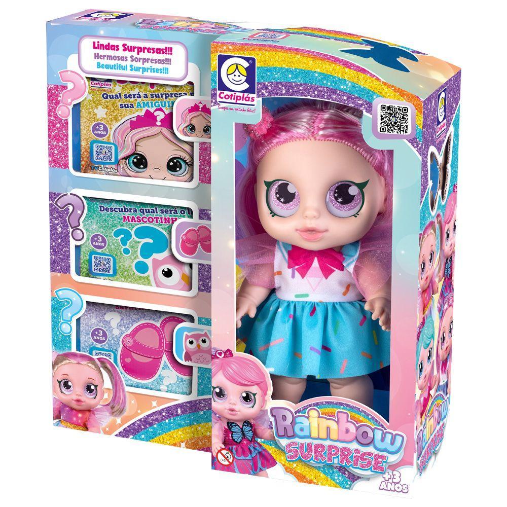 Boneca Rainbow Surprise Cabelo Rosa - Cotiplás - 1