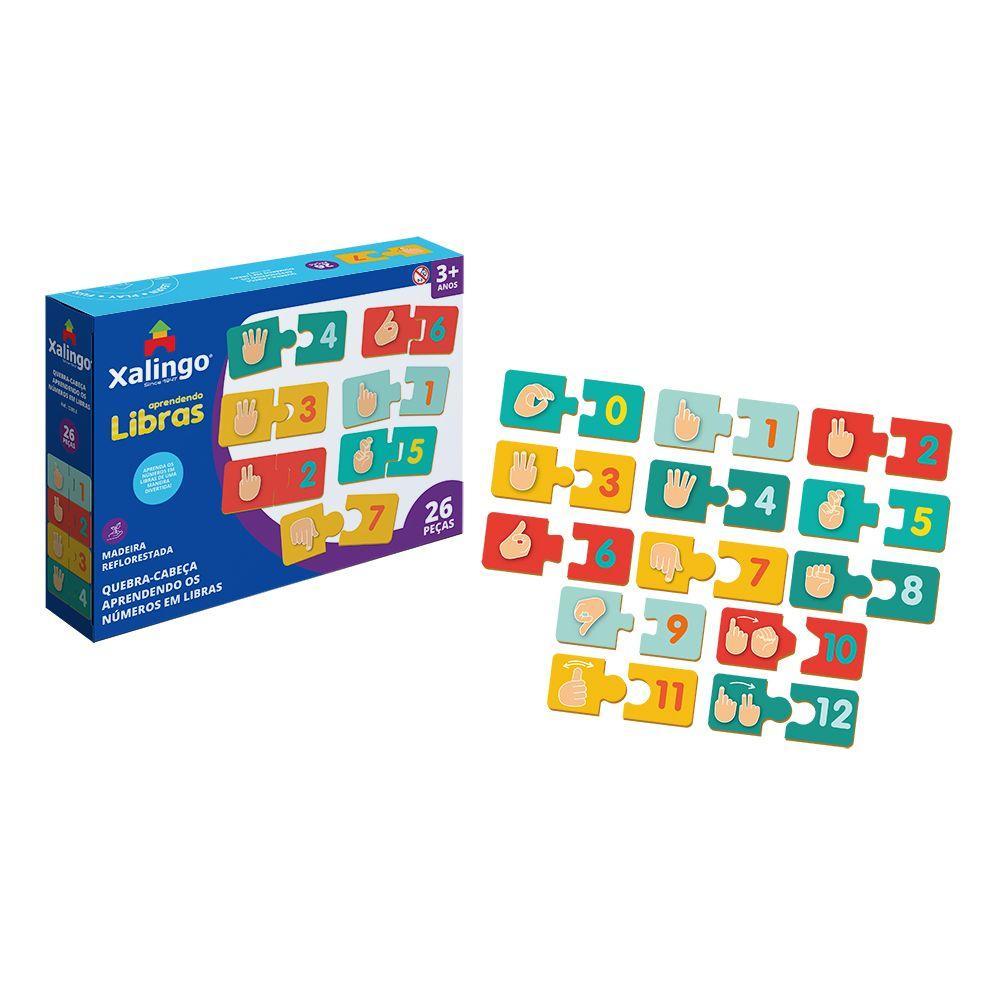 Quebra-Cabeça Aprendendo Números em Libras 26 Pçs - Xalingo - 1