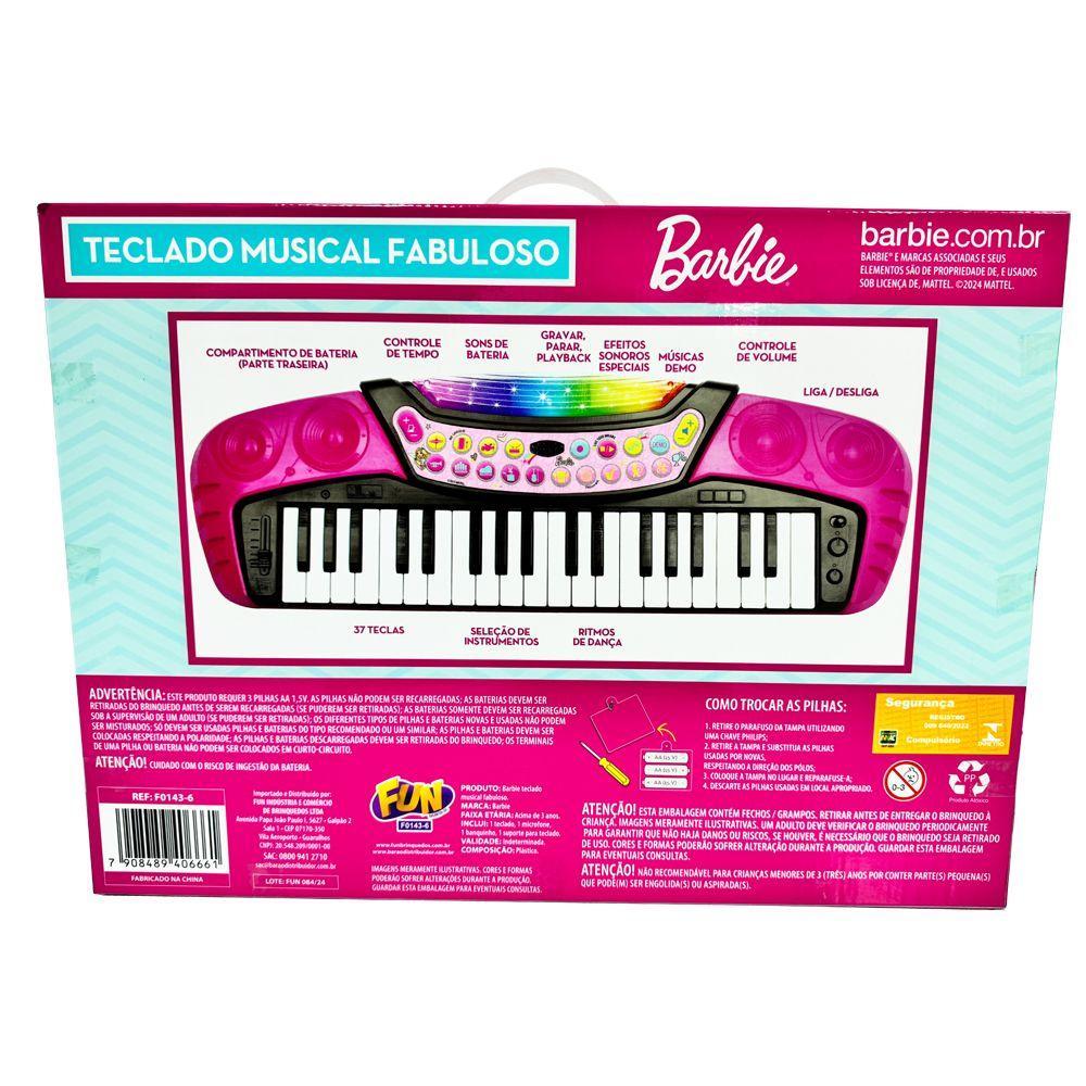 Barbie Teclado com Microfone e Banquinho - Fun Divirta-se - 7