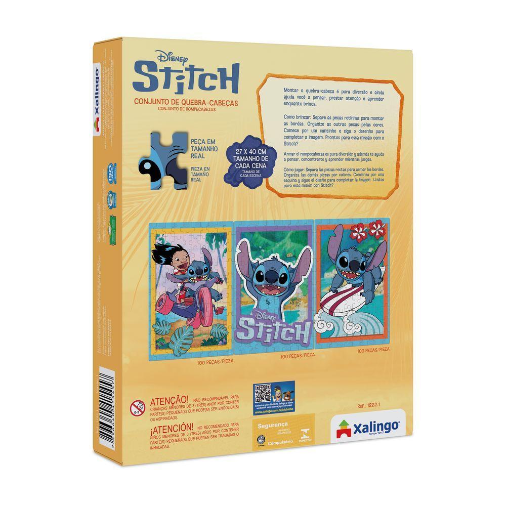Quebra-Cabeça 3 Cenas Stitch 3X100 Peças - Xalingo - 3