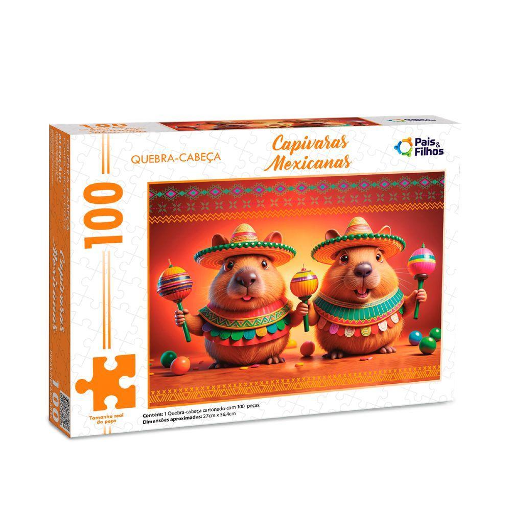 Quebra-Cabeça Capivaras Mexicanas 100 Peças - Pais e Filhos - 1