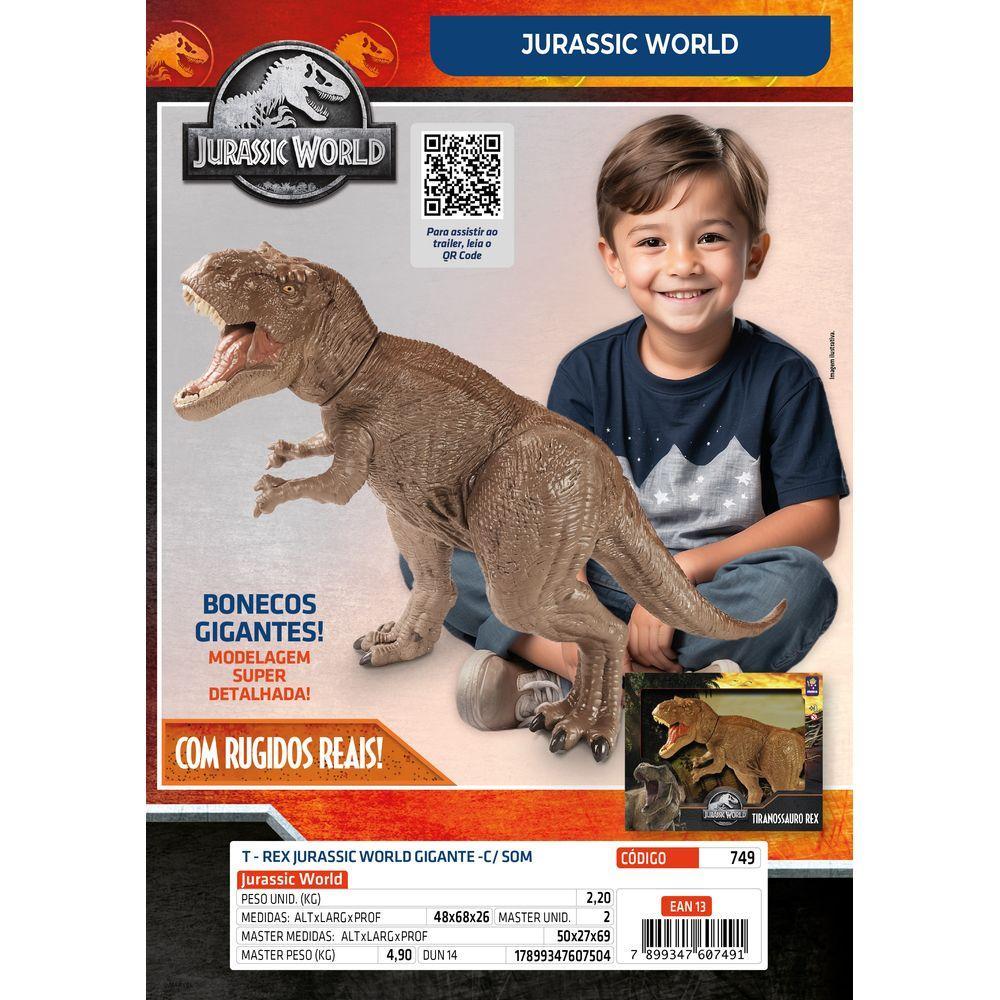 Boneco T-Rex Gigante Articulado com Som Jurassic World - Mimo - 2