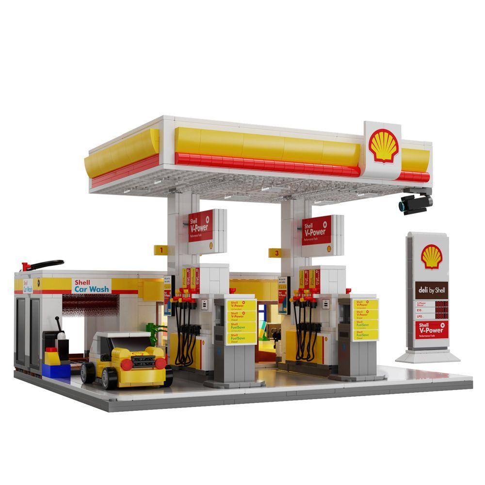 CaDA Blocos de Montar Posto de Gasolina Shell - Fun Divirta-se - 1