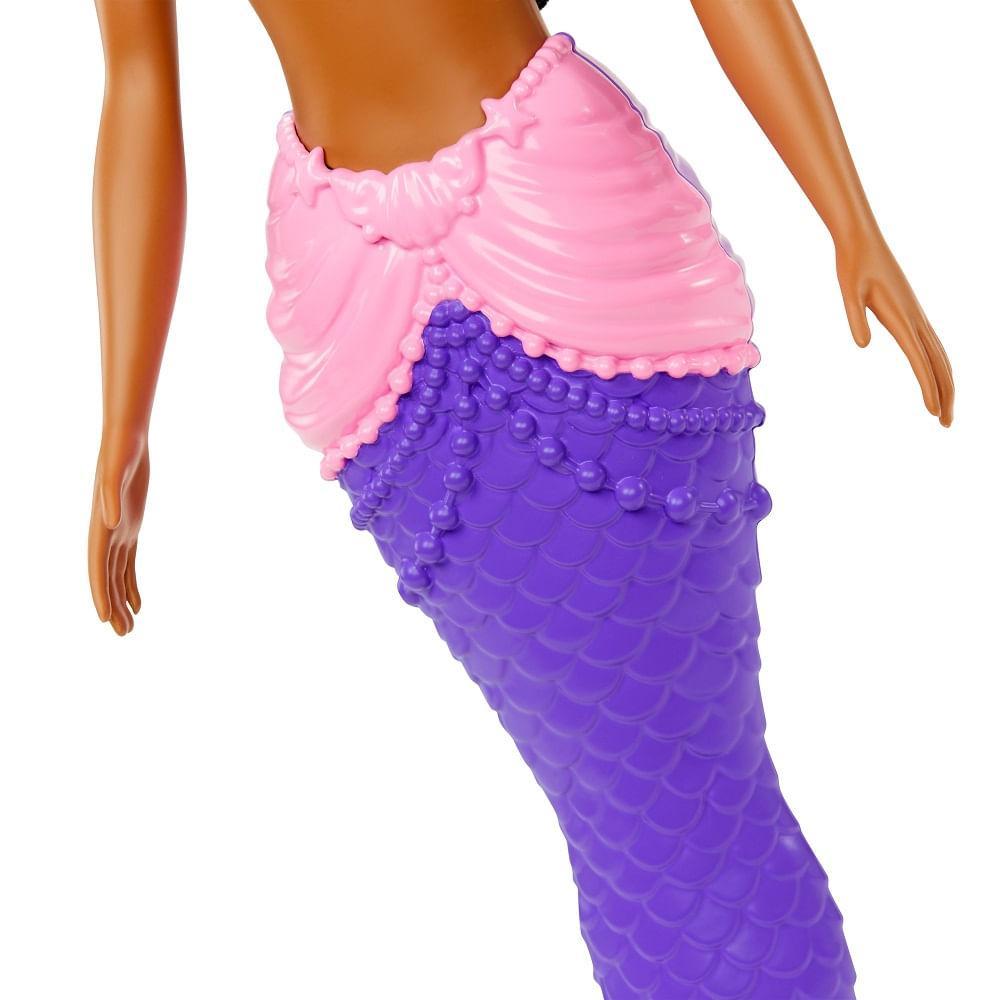 Barbie Sereia Morena com Cauda Roxa - Mattel - 5