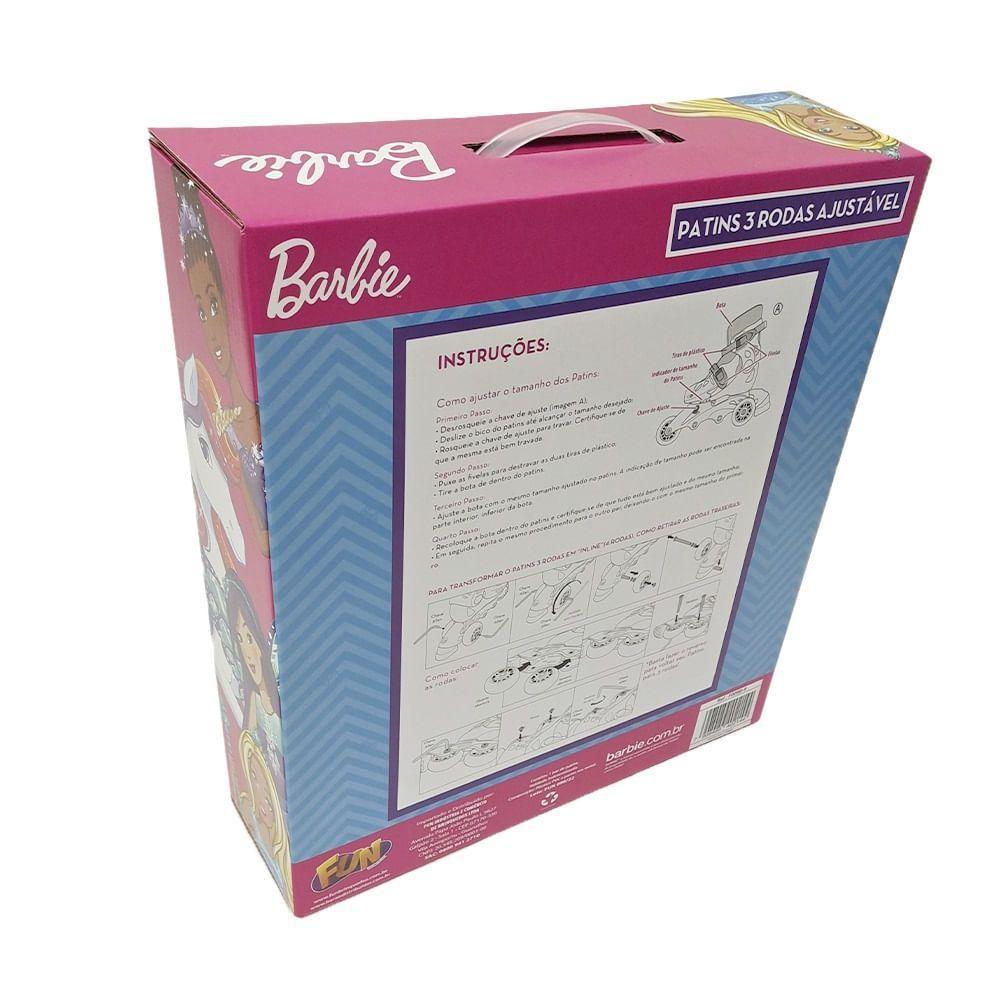 Barbie Patins Ajustável 3 Rodas 29 a 32 - Fun Divirta-se - 9
