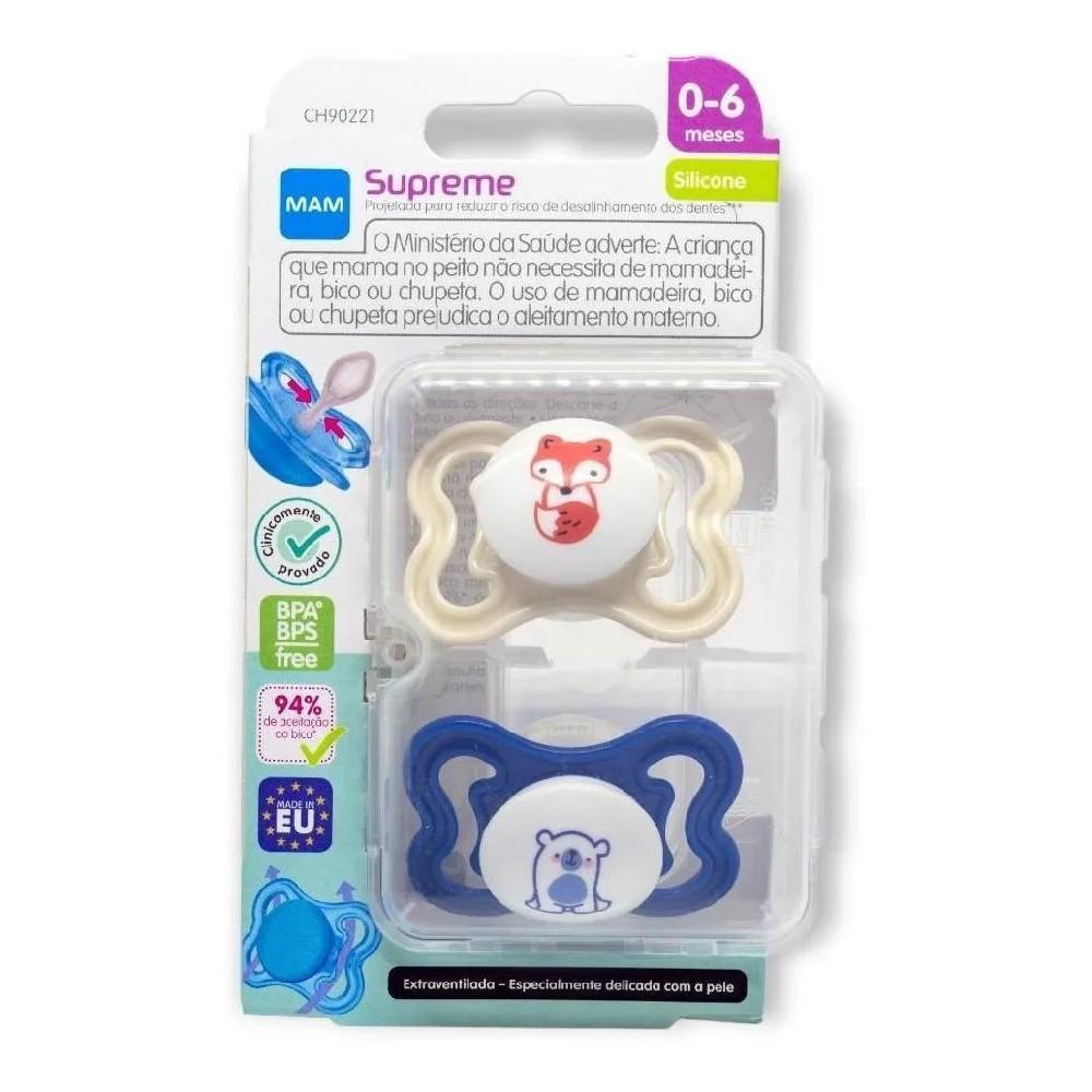 Chupeta Supreme 0 a 6 Meses Embalagem Dupla Azul - Mam Baby - 2