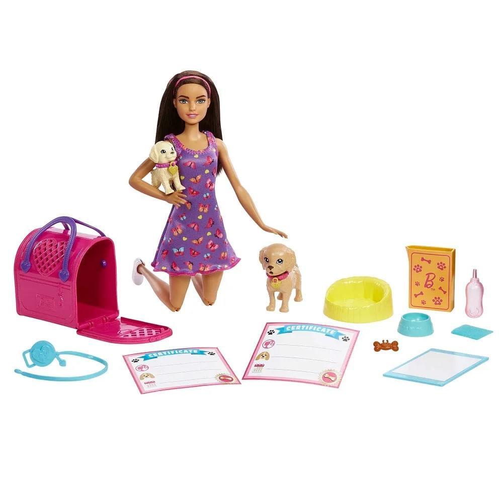 Barbie Conjunto Adota Cachorrinhos Morena - Mattel - 6