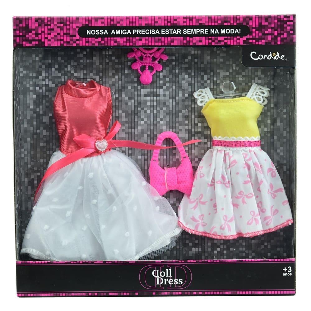 Vestido para Boneca Kit 2 Looks Vermelho e Amarelo - Candide - 5