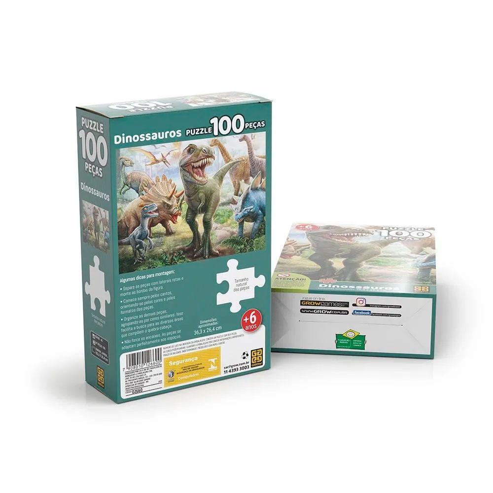 Quebra-Cabeça Dinossauros 100 Peças - Grow - 10