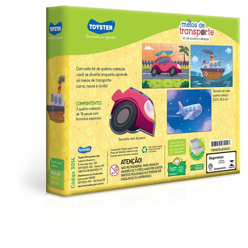 Kit 3 Quebra-Cabeças Meios de Transporte - Toyster - 5