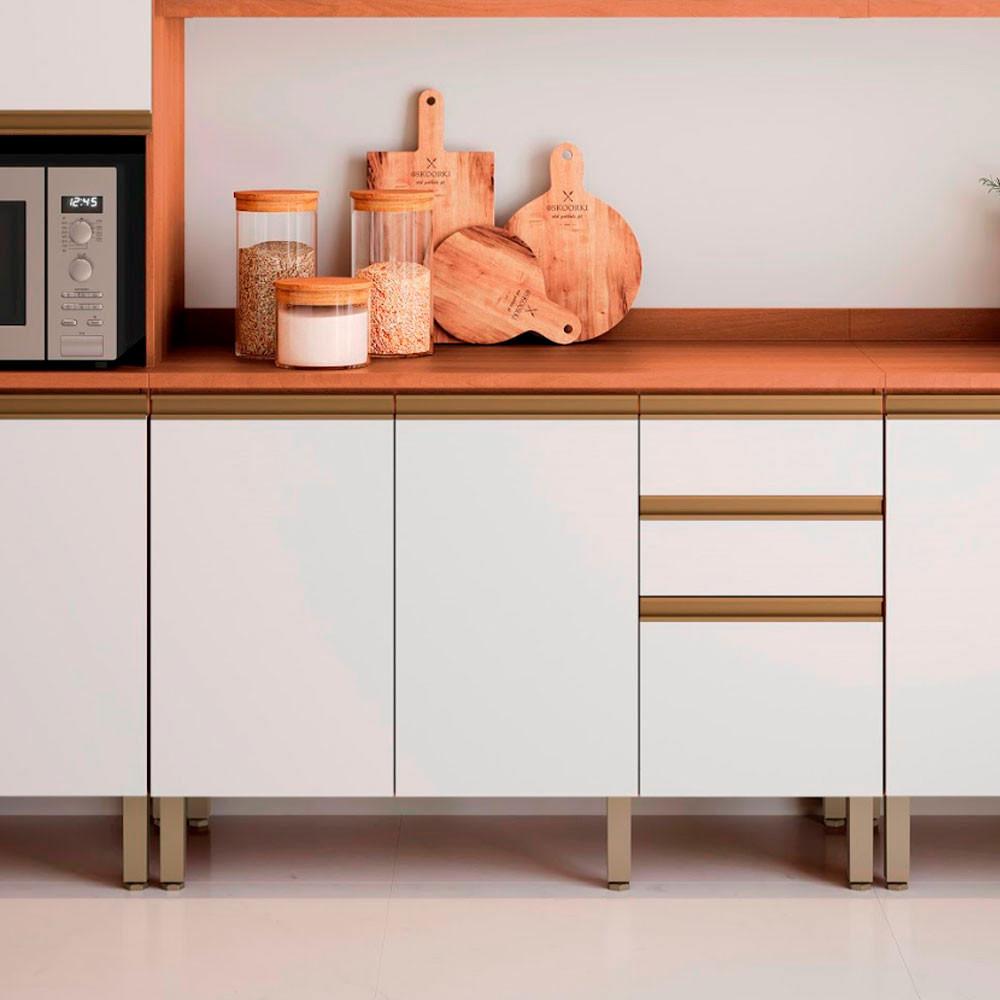 Balcão Macadâmia 120cm com Tampo 2 Portas 3 Gavetas 914103 Telasul - 4