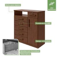 Cômoda da Vinci 6 Gavetas e 1 Porta Lopas