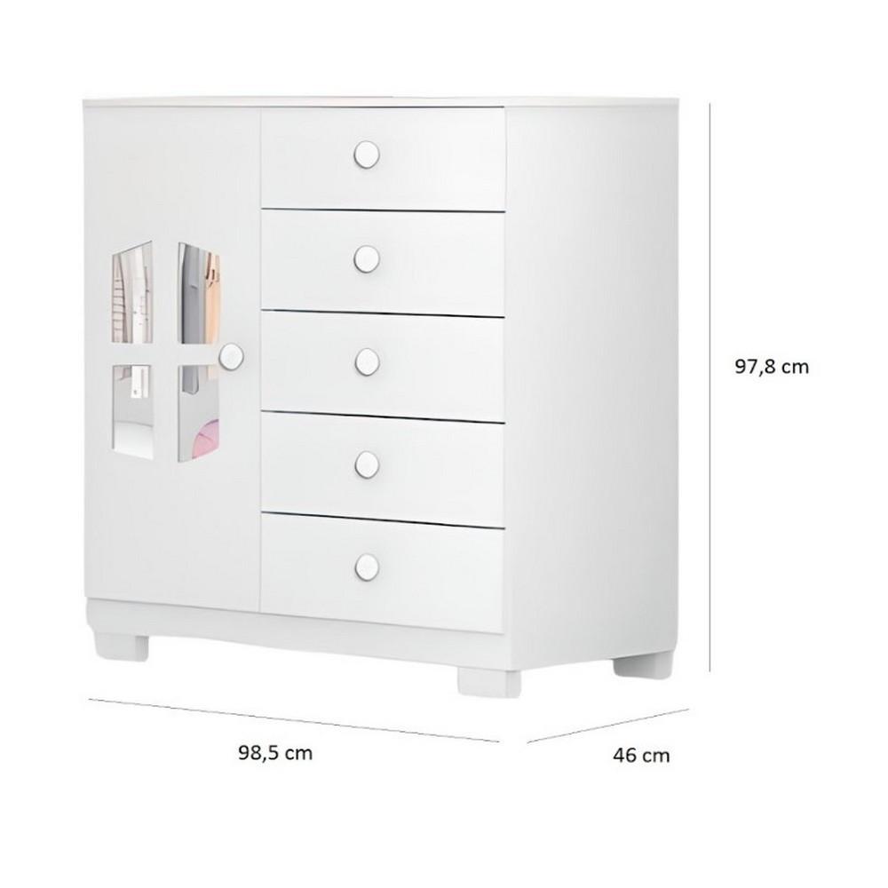 Cômoda Infantil Cristal 1 Porta 5 Gavetas Tuboarte (2022) - 3