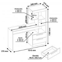 Mesa Office NT 2010 com 2 Gavetas e 3 Prateleiras Notável - 2