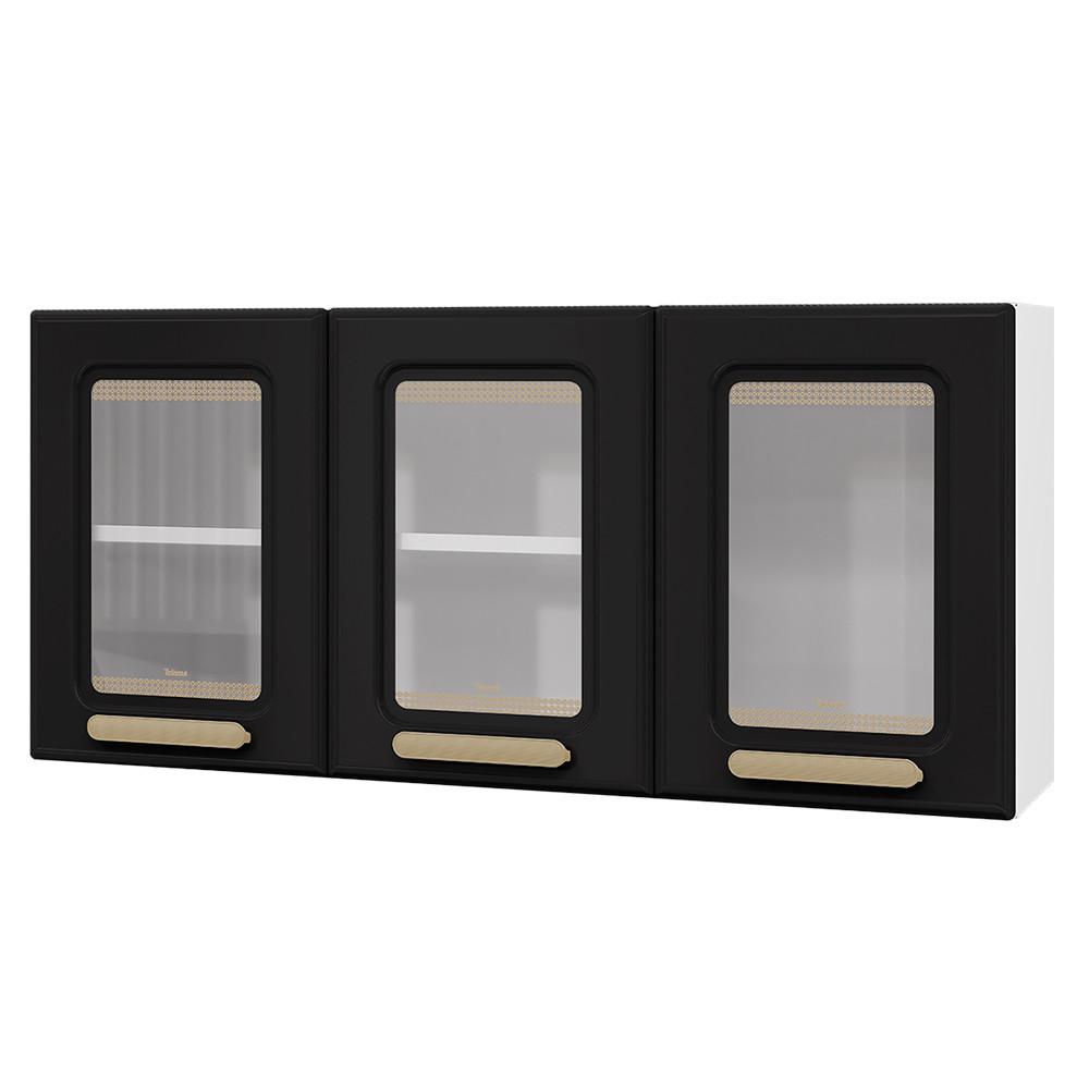 Armário Aéreo de Cozinha Ágata 3 Portas com Vidro 817007 Telasul - 1