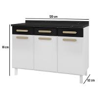 Balcão de Cozinha Ágata 3 Portas e 3 Gavetas com Tampo 817108 Telasul - 5