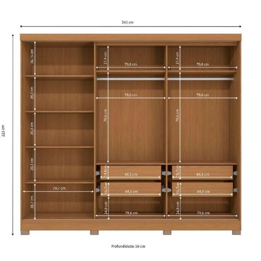 Guarda-Roupa Casal CB01N564 5 Portas 4 Gavetas com Espelho e Pés Kappesberg - 3