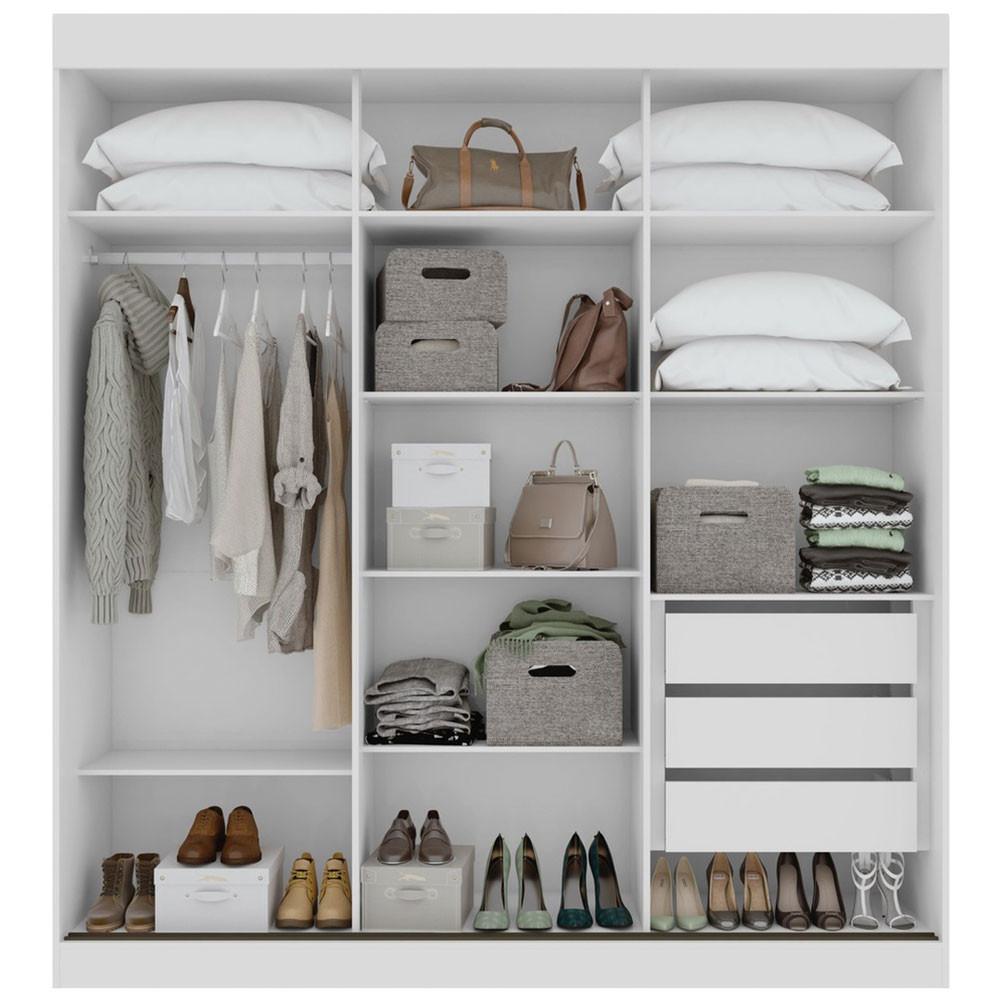 Guarda-Roupa Casal Saion Plus 3 Portas Com Espelho e Pés Moveis Lopas - 3