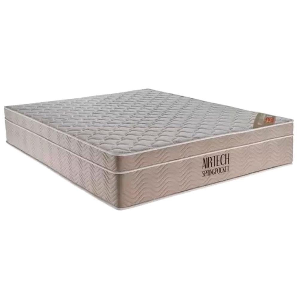 Conjunto Box Casal Queen Size Colchão Airtech Molas Ensacadas Spring Pocket Base Material Sintético Ortobom - 1