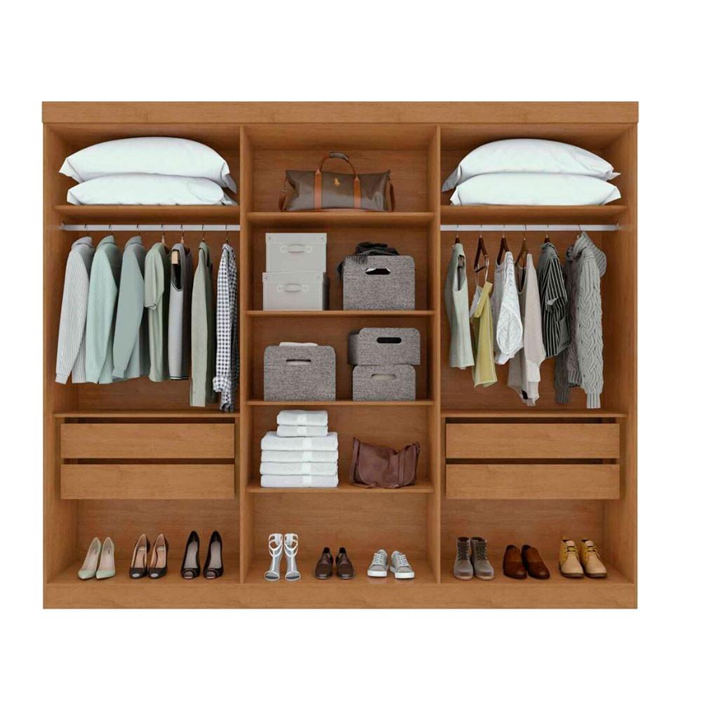 Guarda Roupa Casal Bertha 6 Portas e 4 Gavetas com Espelho e Pés Móveis Lopas - 3