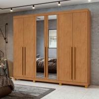 Guarda Roupa Casal Bertha 6 Portas e 4 Gavetas com Espelho e Pés Móveis Lopas - 1