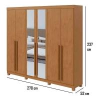 Guarda Roupa Casal Bertha 6 Portas e 4 Gavetas com Espelho e Pés Móveis Lopas - 4