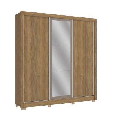 Guarda-Roupa Casal CB07M570 3 Portas e 2 Gavetas com Pés e Espelhos Kappesberg