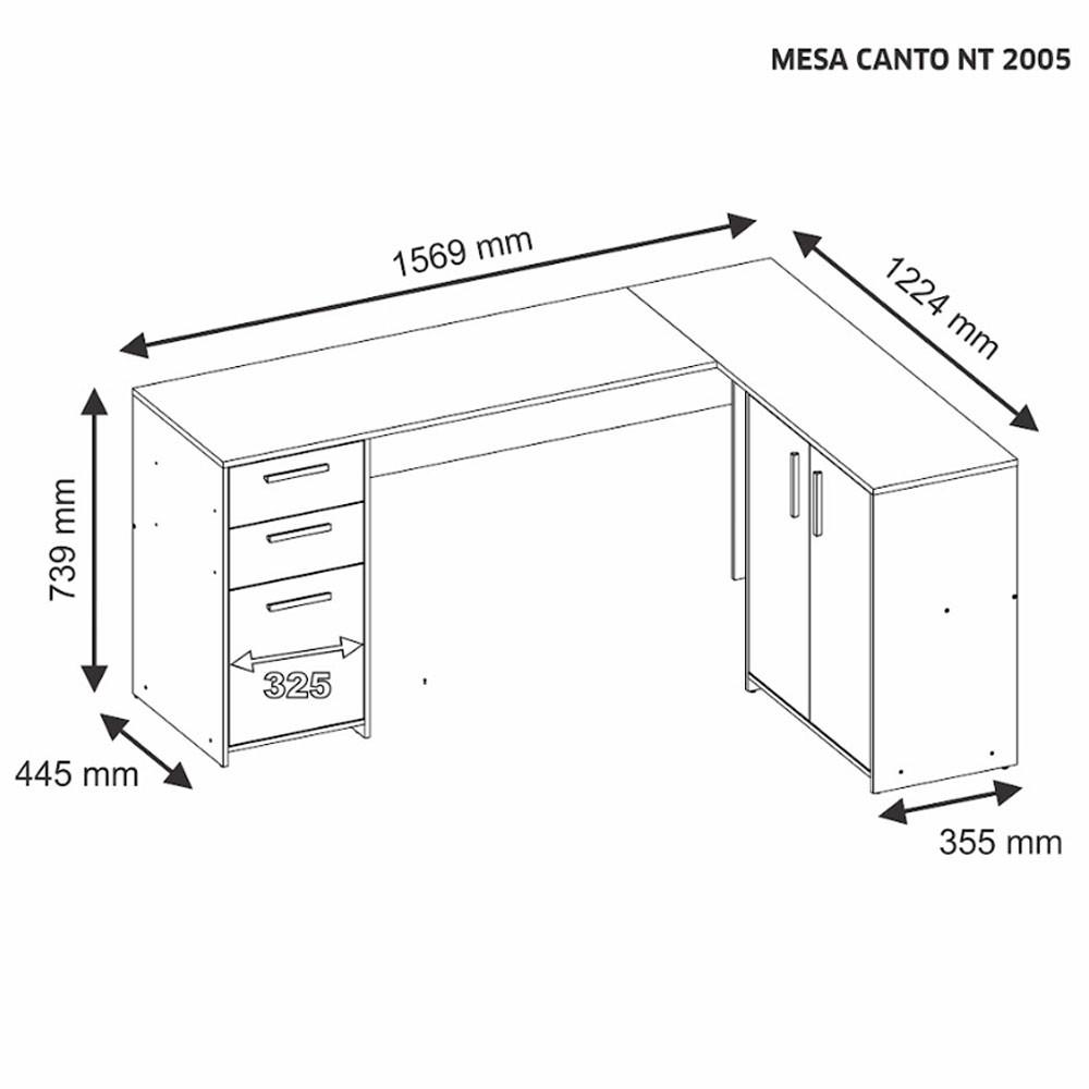 Mesa Office Escrivaninha em L com 2 Portas e 3 Gavetas NT2005 Notável - 7
