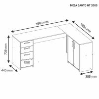 Mesa Office Escrivaninha em L com 2 Portas e 3 Gavetas NT2005 Notável - 7