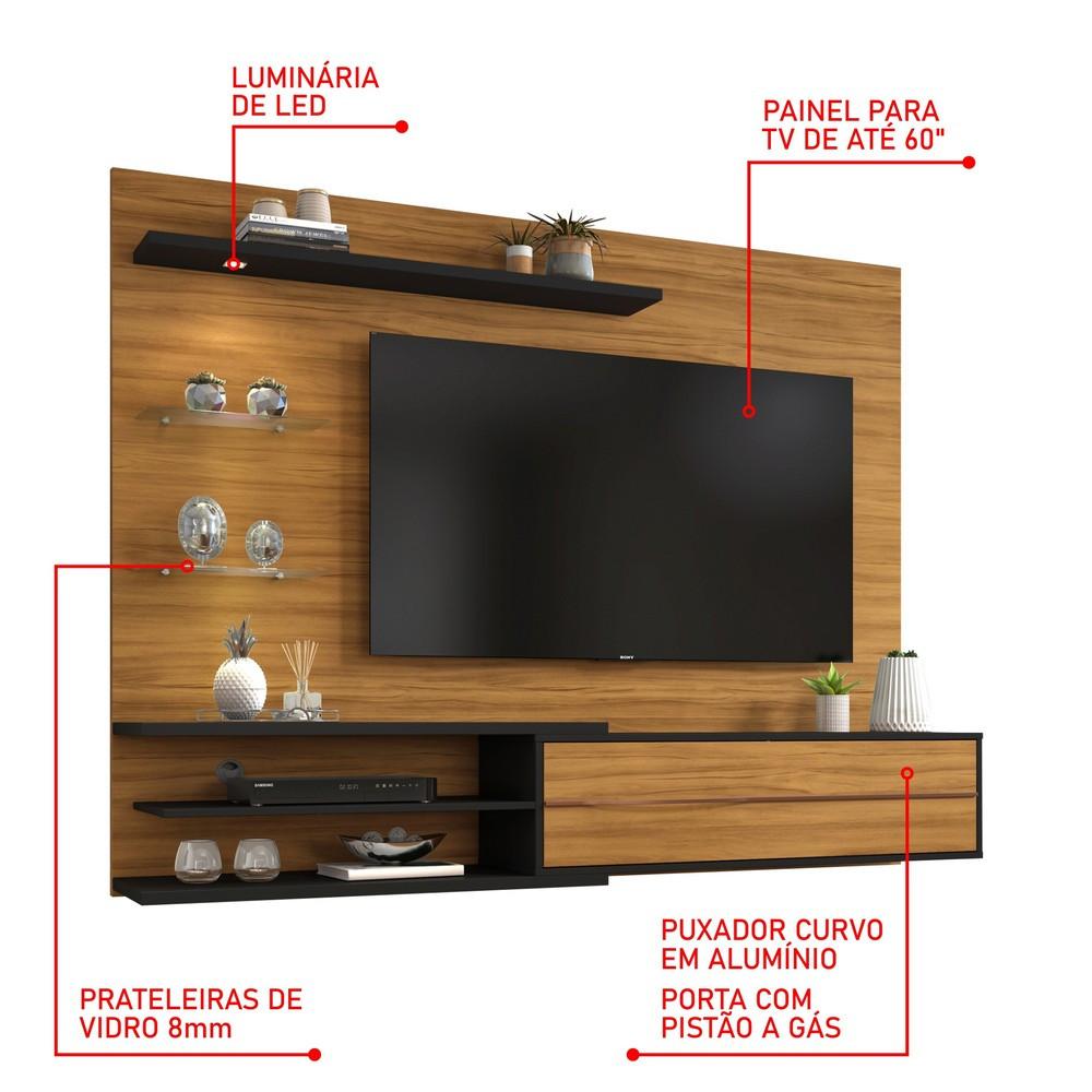 Painel Para Tv Até 60 Polegadas 1 Porta Luz de Led NT1115 Notável - 3