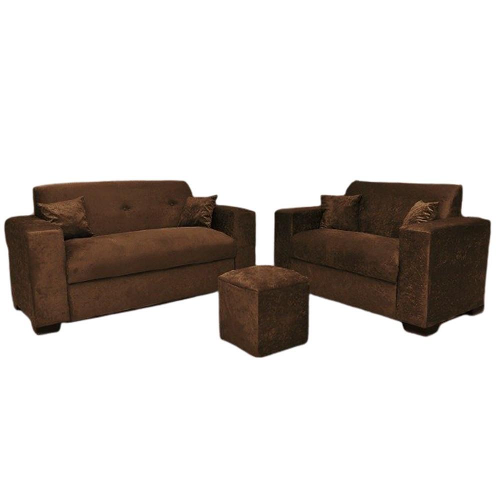 Kit Estofado Roma 3 e 2 Lugares Puff e Almofadas Finezzi - 1