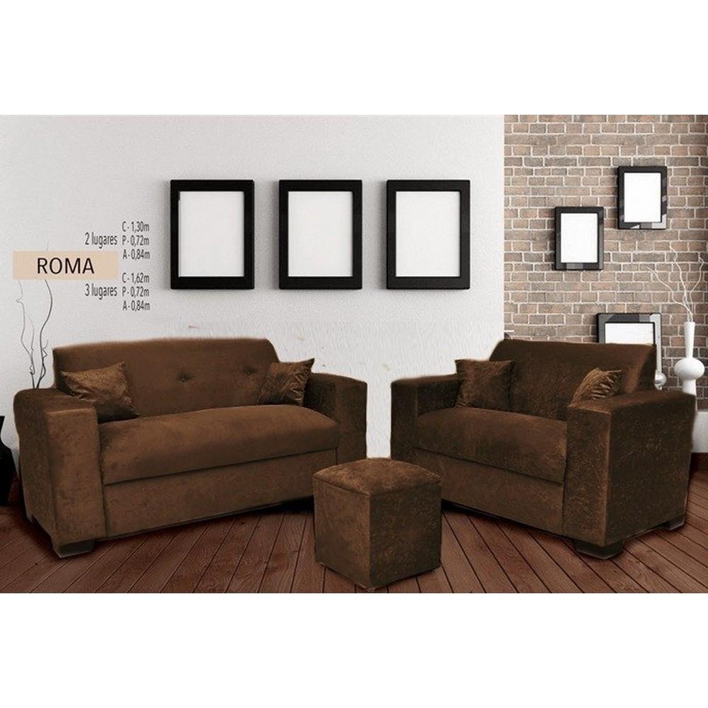 Kit Estofado Roma 3 e 2 Lugares Puff e Almofadas Finezzi - 2