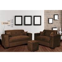 Kit Estofado Roma 3 e 2 Lugares Puff e Almofadas Finezzi - 2